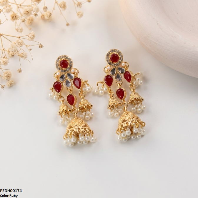 Tear Pearl Jhumki Drop Earrings