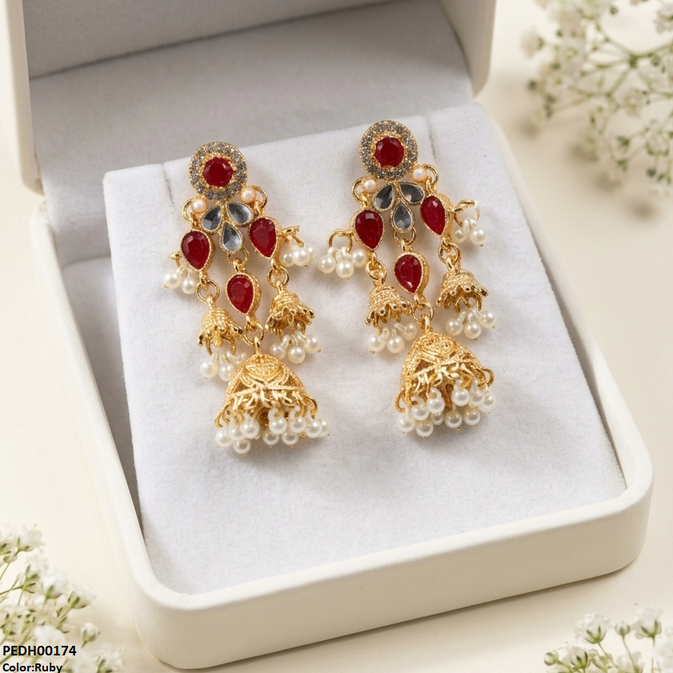 Tear Pearl Jhumki Drop Earrings