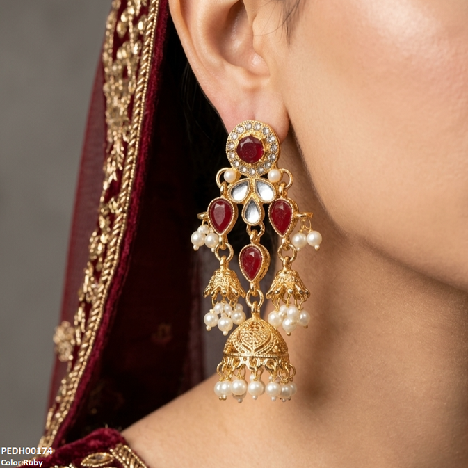 Tear Pearl Jhumki Drop Earrings