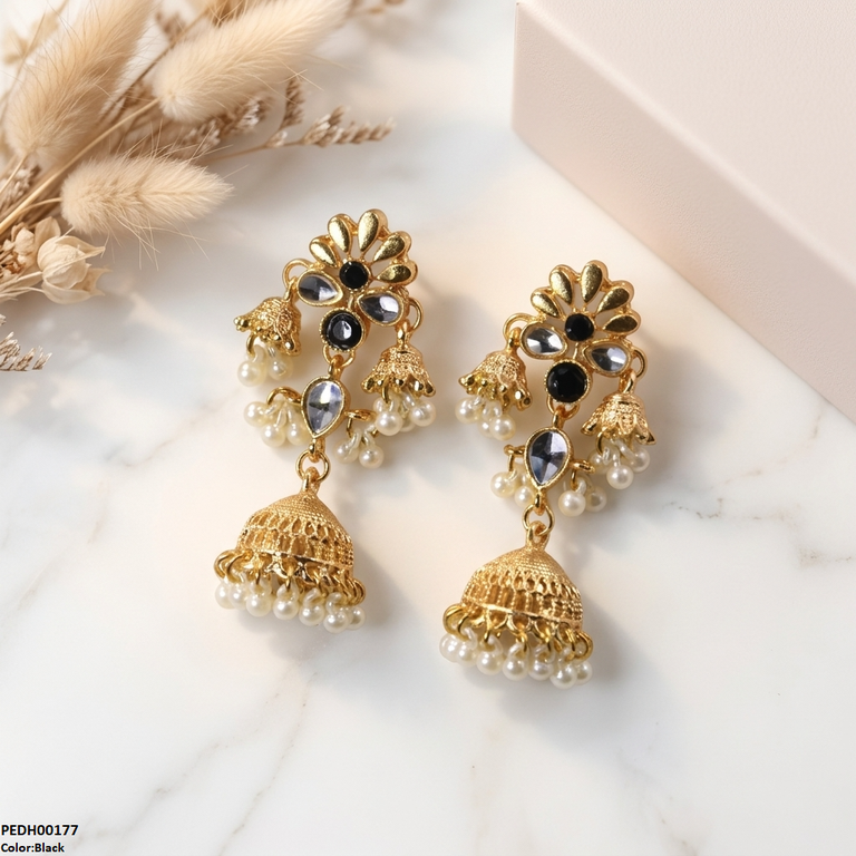 Flower Jhumki Drop Earrings