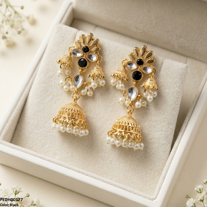 Flower Jhumki Drop Earrings