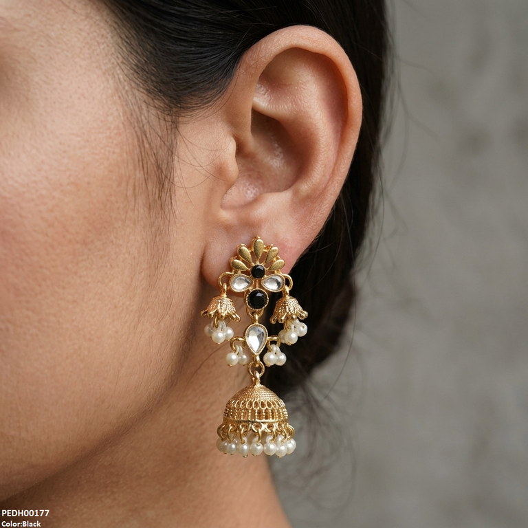 Flower Jhumki Drop Earrings