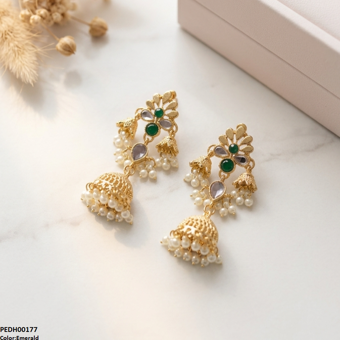 Flower Jhumki Drop Earrings