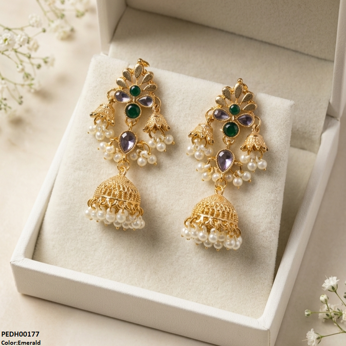 Flower Jhumki Drop Earrings