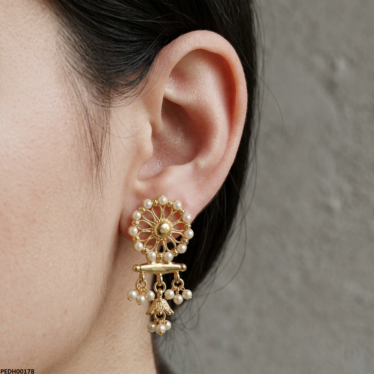 Flower Pearl Drop Earrings
