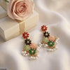 Multi Flower Pearl Drop Earrings