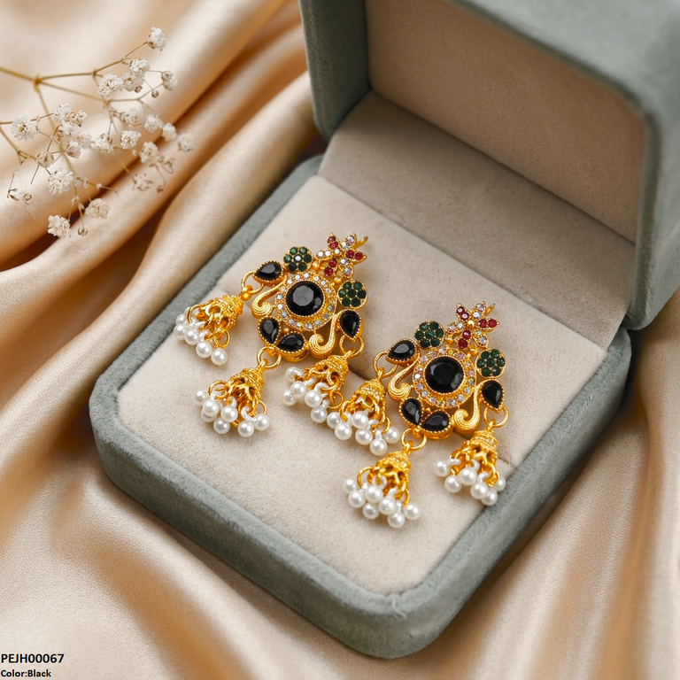 Tear Flower Pearl Drop Jhumki