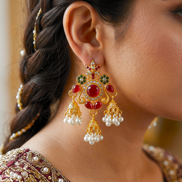 Tear Flower Pearl Drop Jhumki