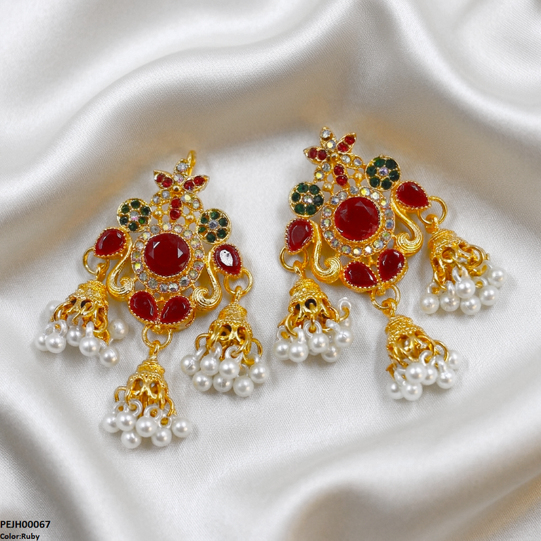 Tear Flower Pearl Drop Jhumki