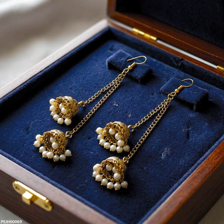 Antique Double Jhumki Pearl Drop