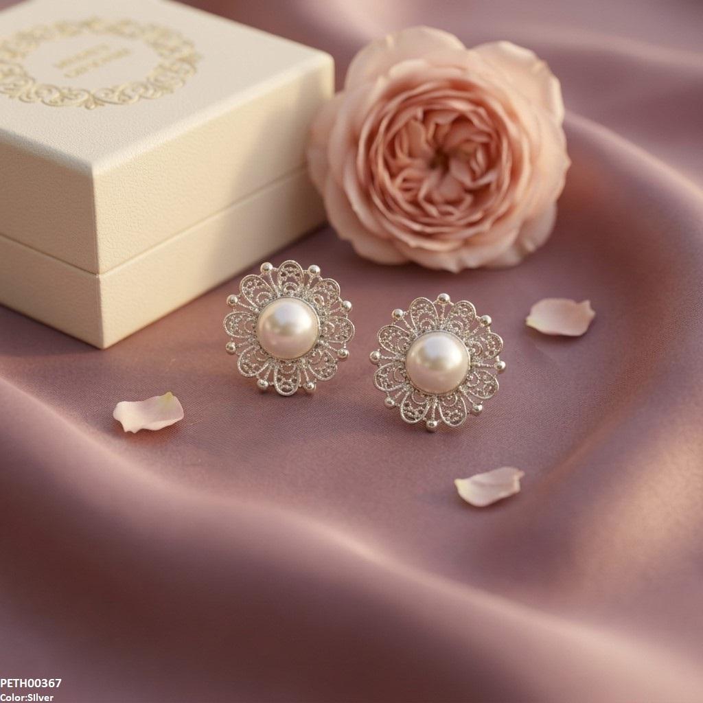 Round Pearl Stone Tops Pair