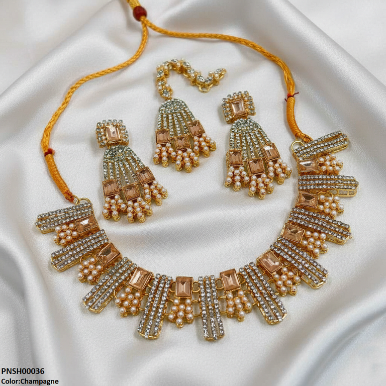 Rectangle Pearl Necklace Set