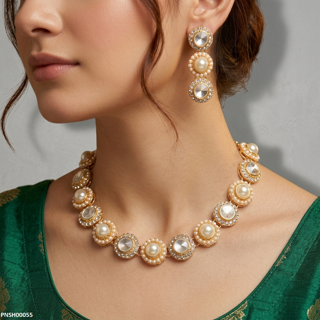 Round Pearl Necklace Set