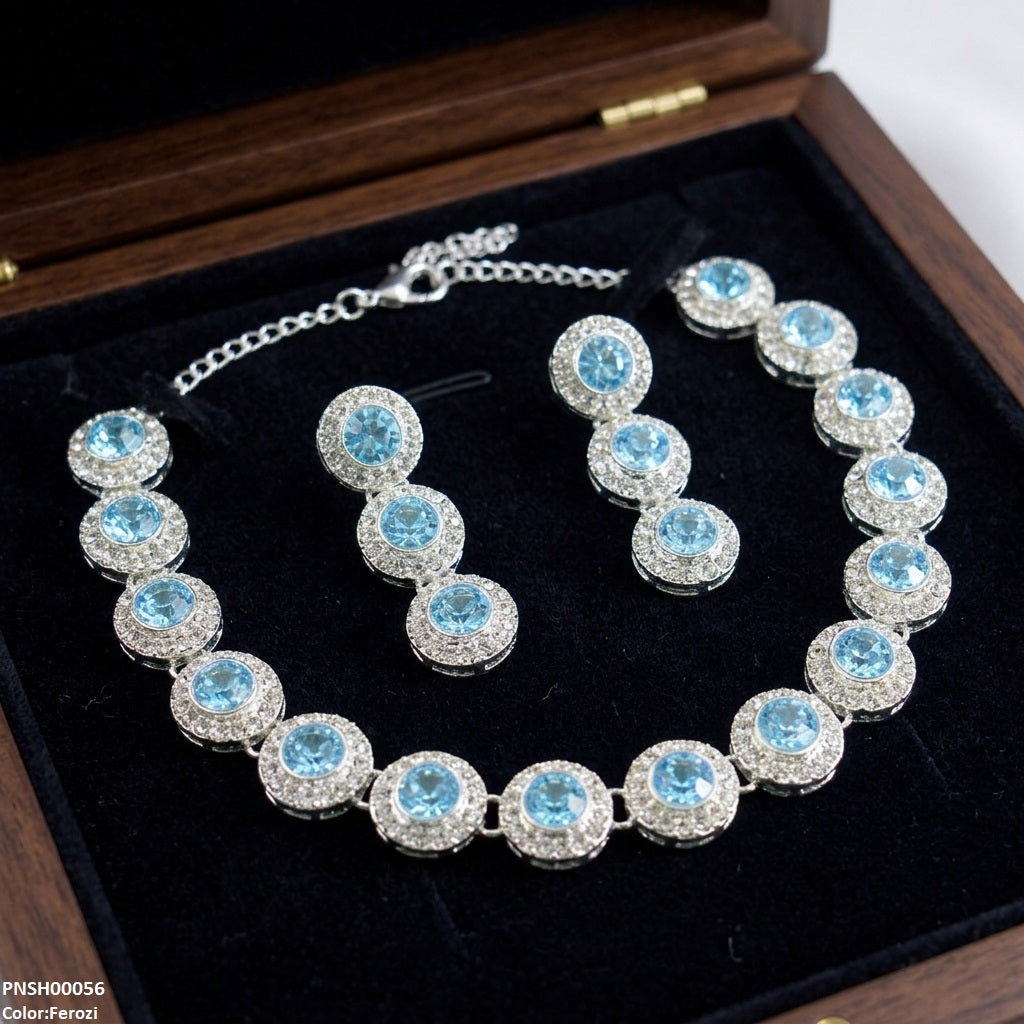 Round Crystal Stone Necklace Set