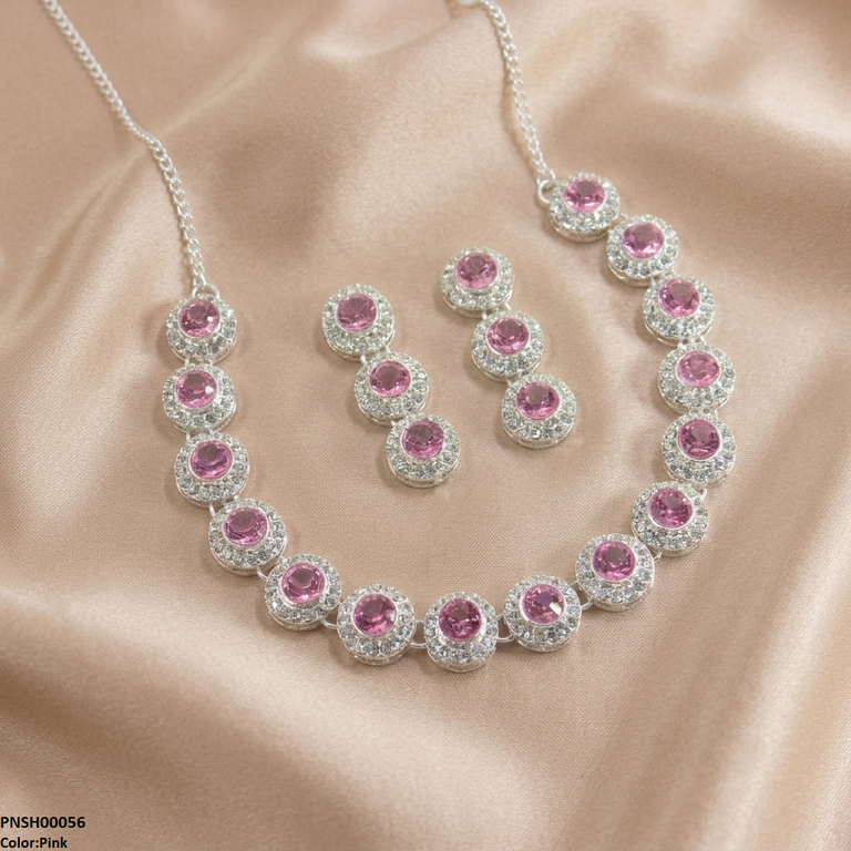 Round Crystal Stone Necklace Set