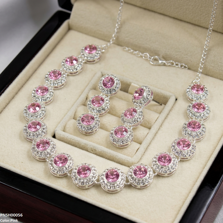 Round Crystal Stone Necklace Set