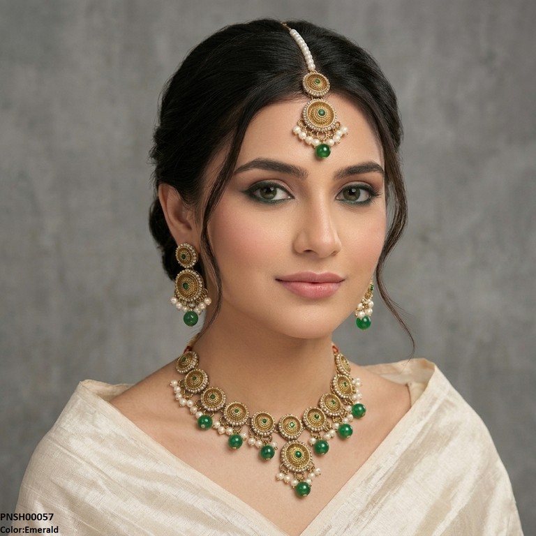 Round Antique Pearl Drop Necklace Set
