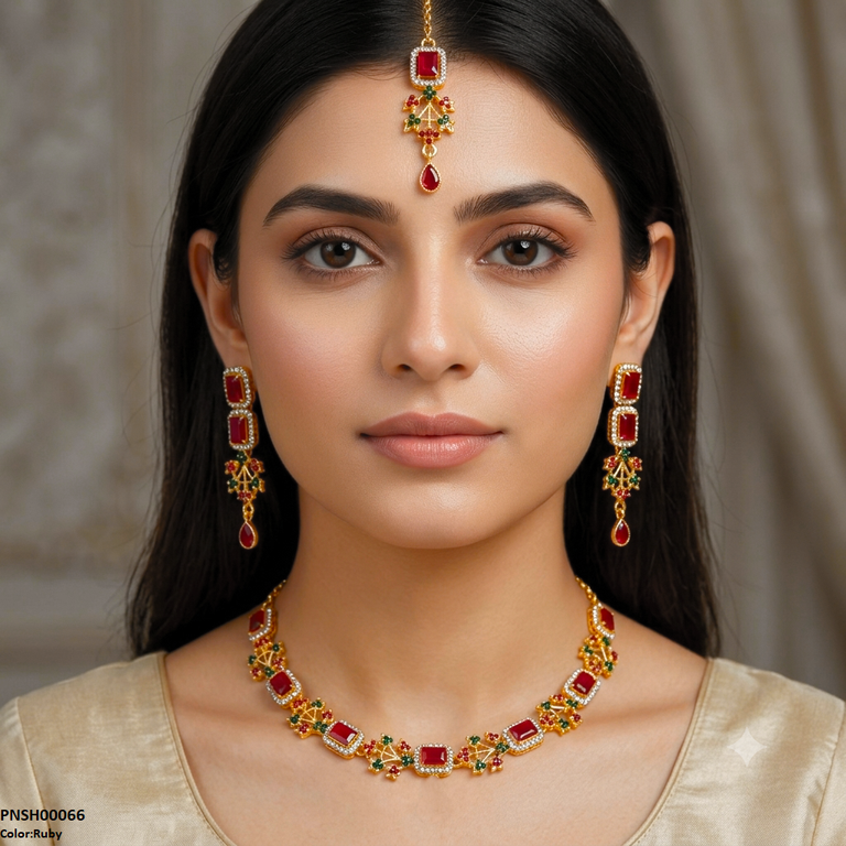 Rectangle Flower Necklace Set