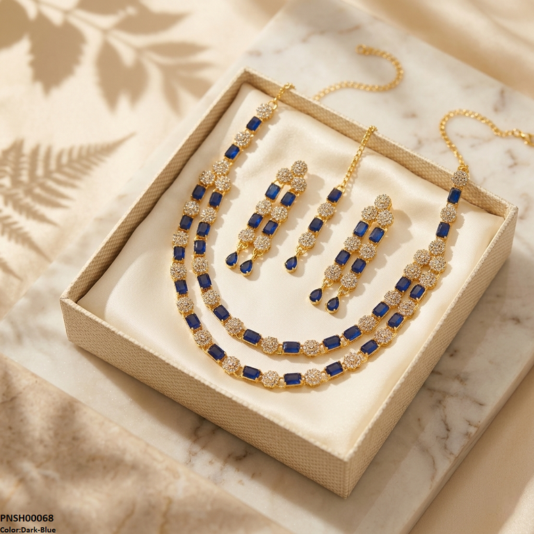 Rectangle/Double Layer Necklace Set