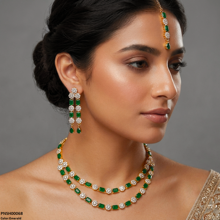 Rectangle/Double Layer Necklace Set