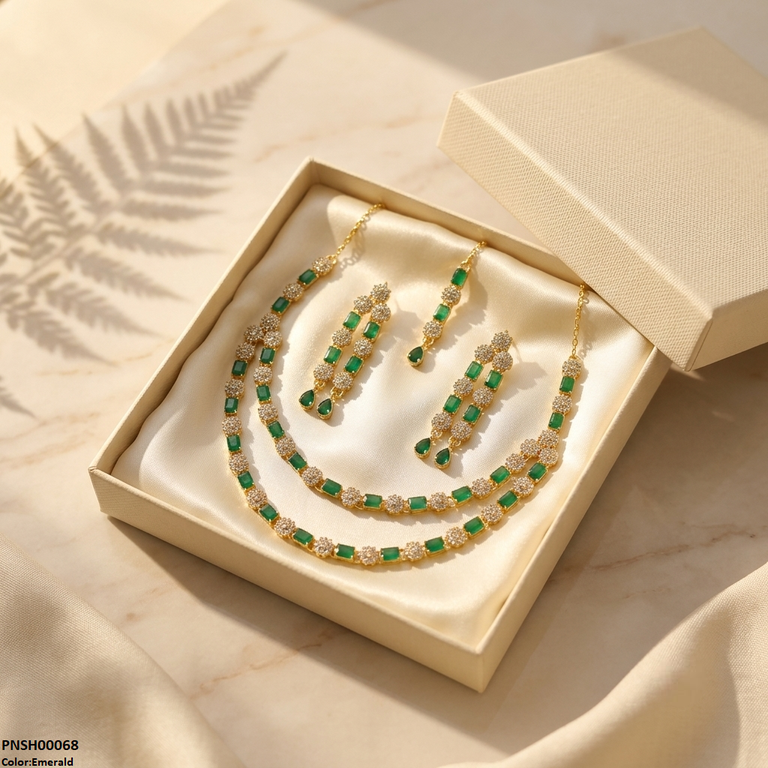 Rectangle/Double Layer Necklace Set