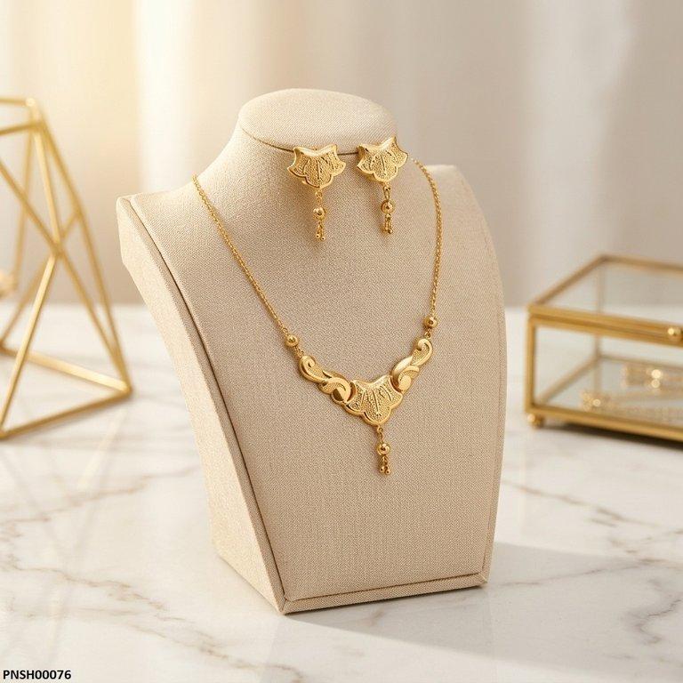 Floral Flower Round Drop Necklace Set