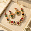 Multi Flower Pearl Drop Necklace Set