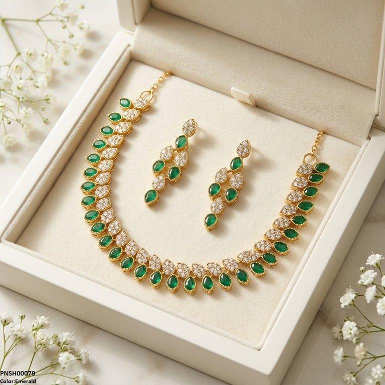 Tear Leaf Necklace Set