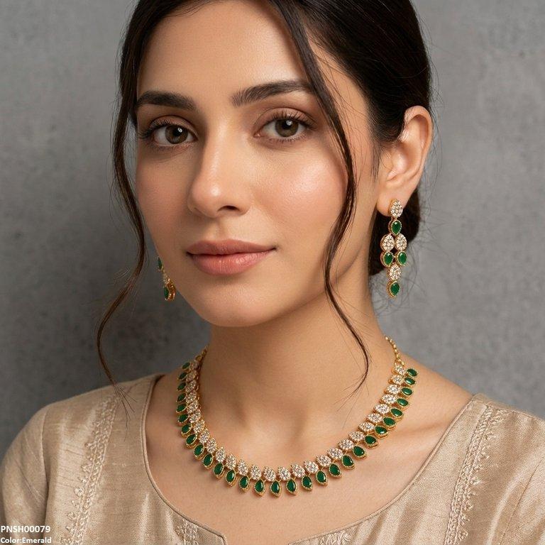 Tear Leaf Necklace Set