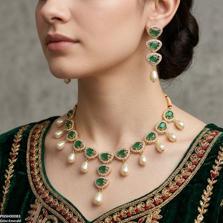 Oval Pearl Necklace Set
