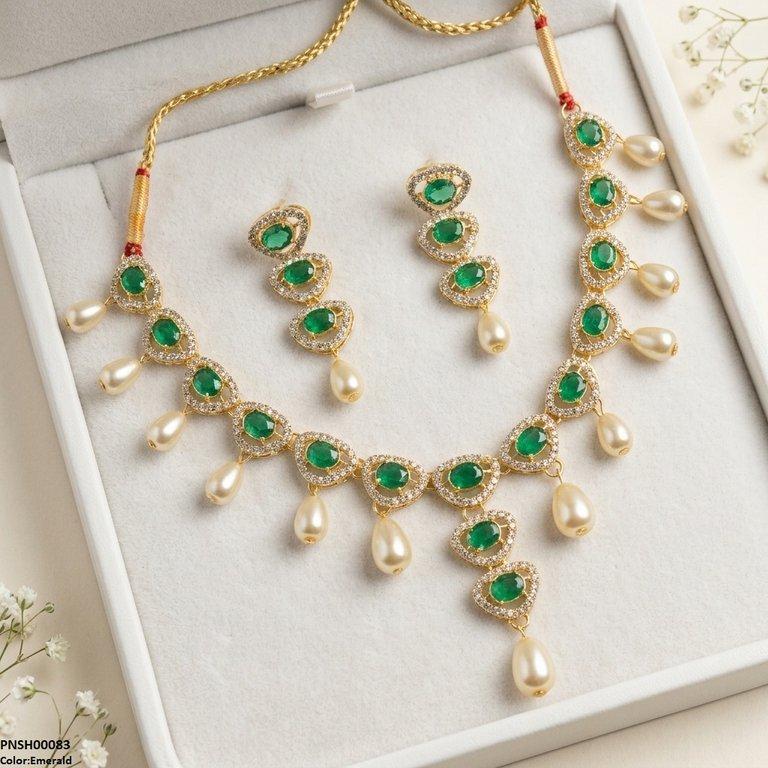 Oval Pearl Necklace Set