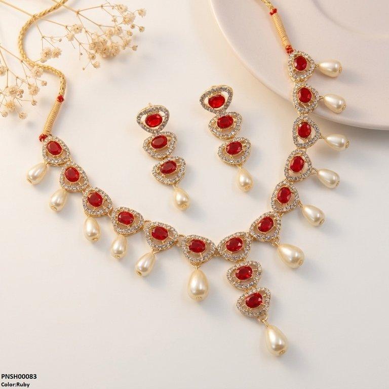 Oval Pearl Necklace Set