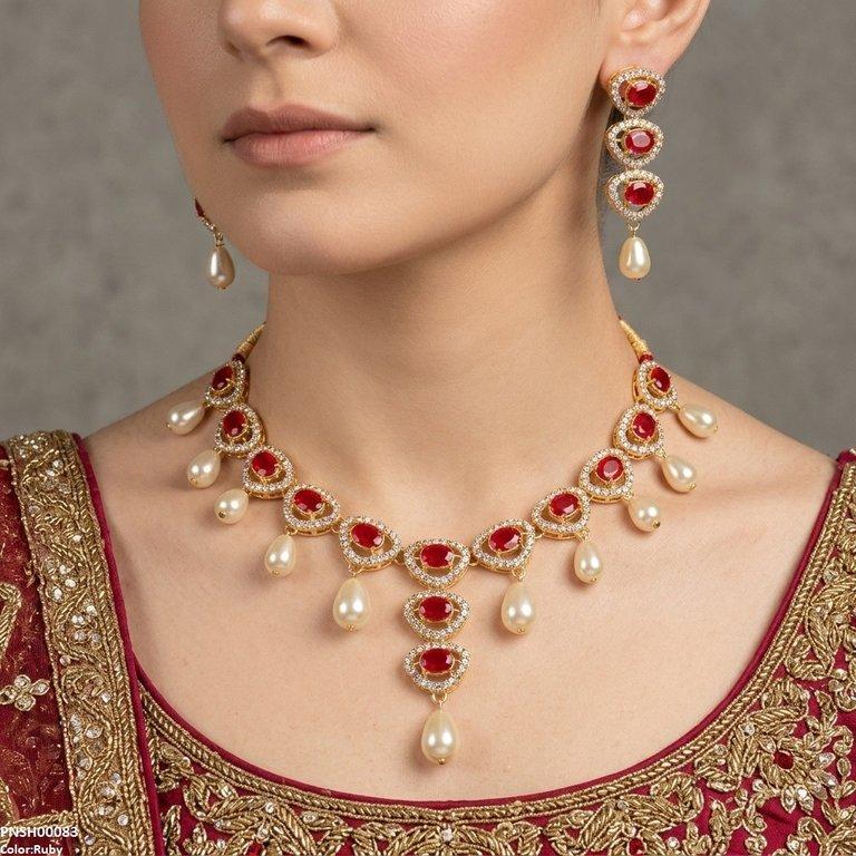 Oval Pearl Necklace Set