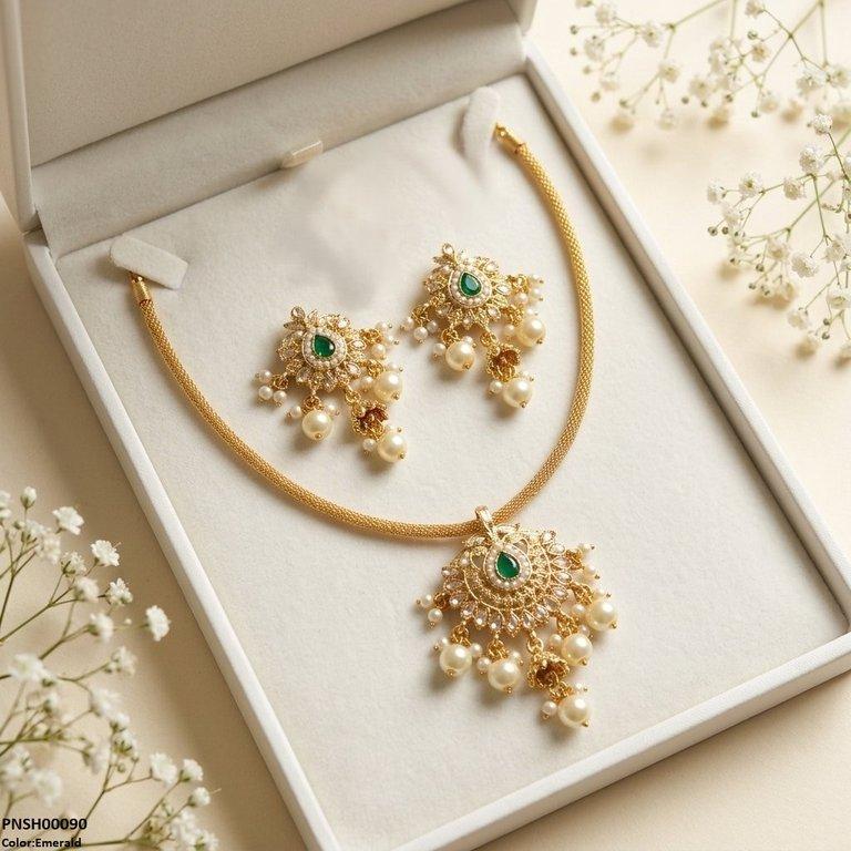 Tear Pearl Bell Drop Necklace Set