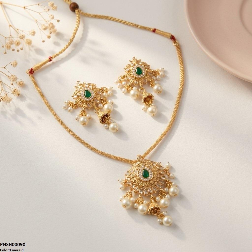 Tear Pearl Bell Drop Necklace Set