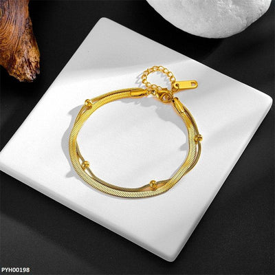 Stainless Steel Double Chain Ball Single Anklet