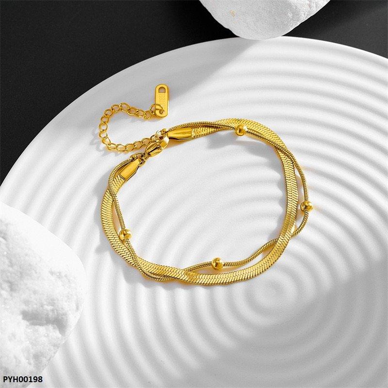 Stainless Steel Double Chain Ball Single Anklet