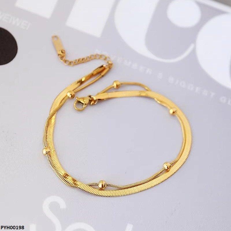 Stainless Steel Double Chain Ball Single Anklet