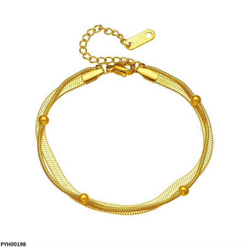 Stainless Steel Double Chain Ball Single Anklet
