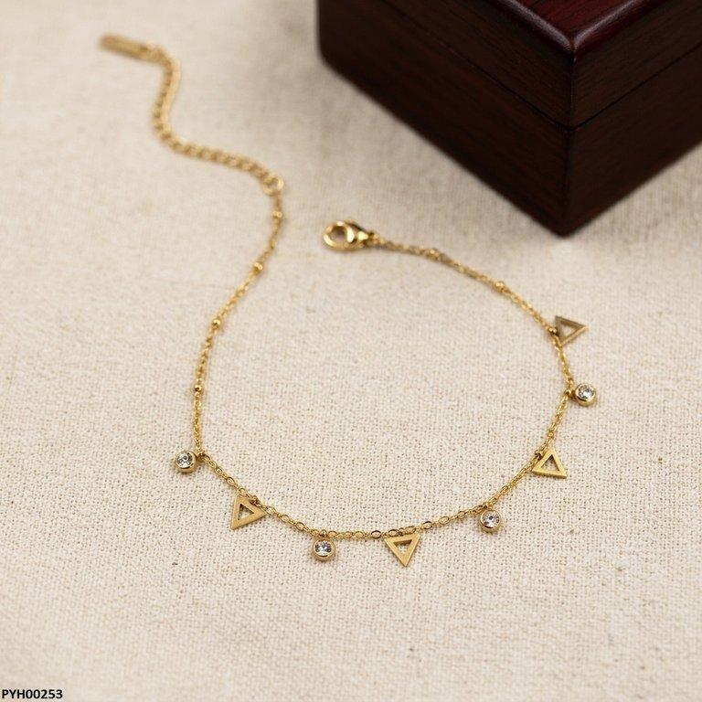 Stainless Steel Triangle/Round Drop Anklet