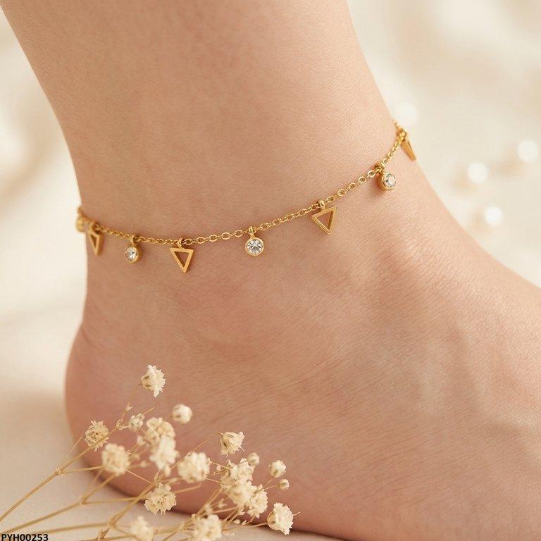Stainless Steel Triangle/Round Drop Anklet