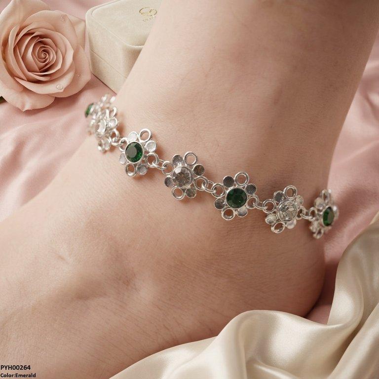 Flower Stone Single Anklet