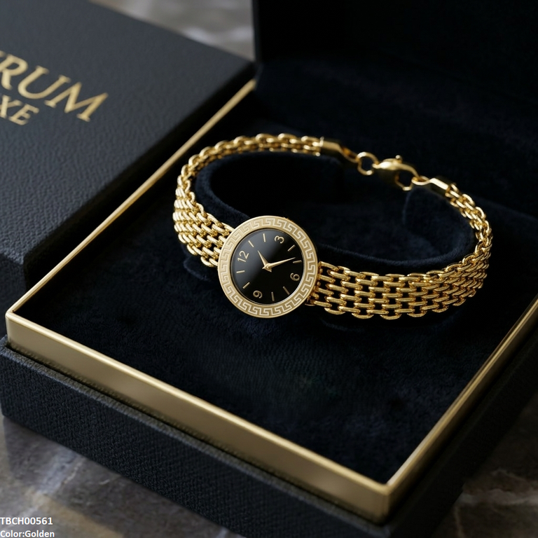 Stainless Steel Round Dial Watch Style Bracelet