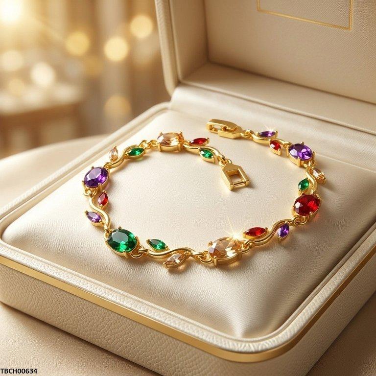 Tulip Leaf Multi Stone Bracelet