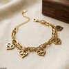 Heart Link Double Chain Stainless Steel Bracelet