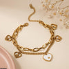 Double Heart Link Chain Stainless Steel Bracelet