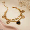 Heart Double Link Chain Stainless Steel Bracelet