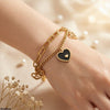 Heart Double Link Chain Stainless Steel Bracelet