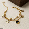 Heart Double Link Chain Stainless Steel Bracelet