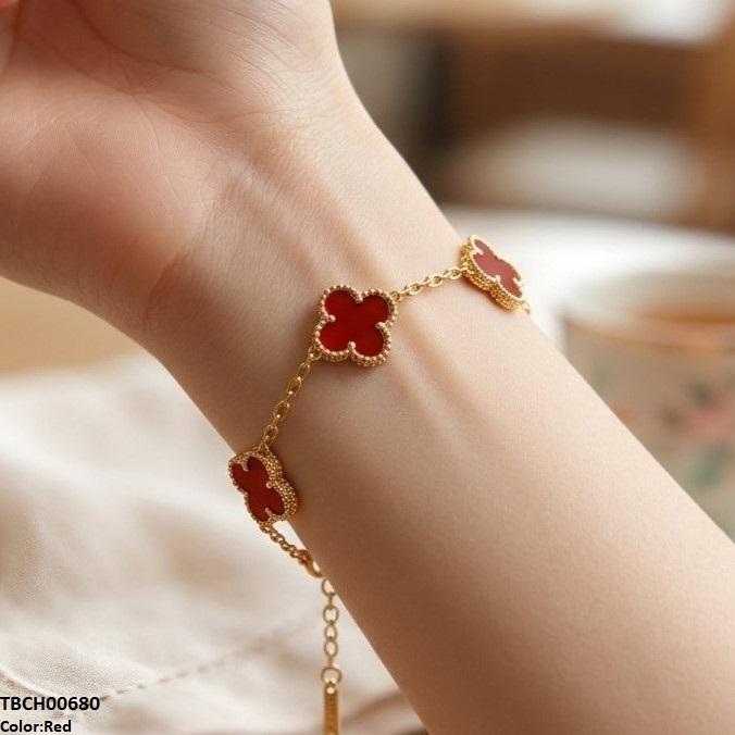 Four Side Leaf Stainless Steel Bracelet Adjustable